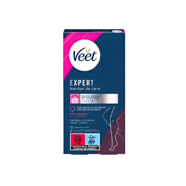 Veet bandas cera depilatoria expert para piernas y cuerpo piel normal